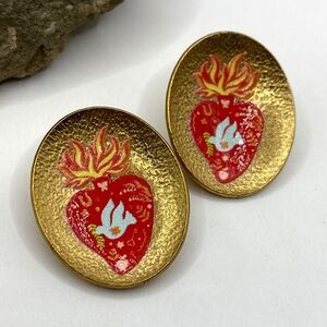 NEW Heart & Dove Statement Earrings